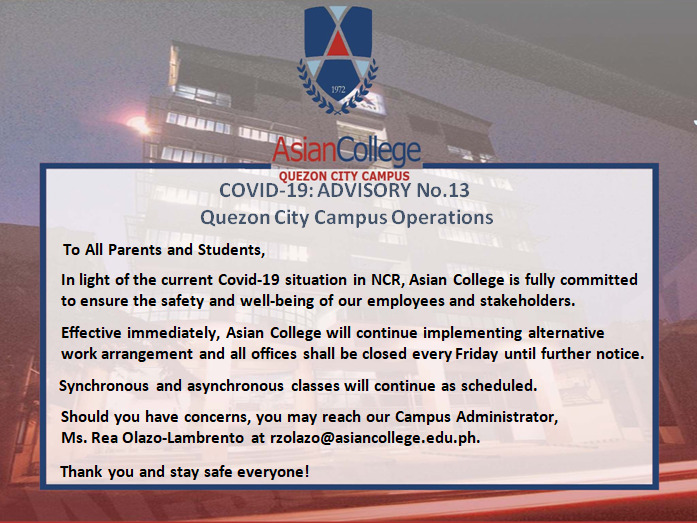 Covid-19 Advisory | QC Campus Operations