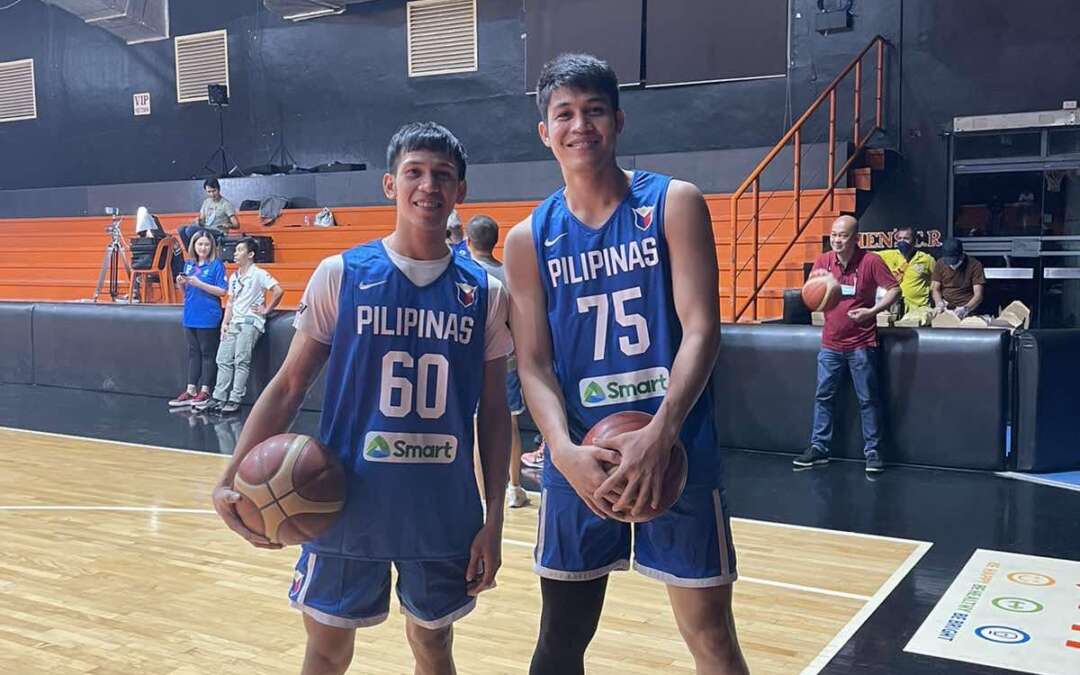 Former Asian College Lightnings Calvin Oftana and Jerome Lastimosa during their first practice for the 6th window of the FIBA Basketball World Cup
